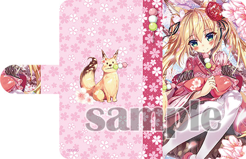 【アカバネ】手帳型スマホカバー・桜こんこん恋きつね